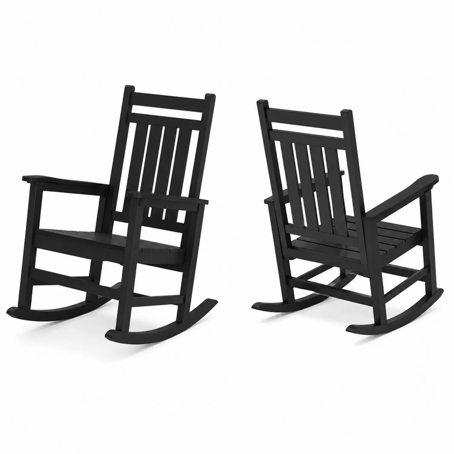 Schaukelstuhl-Set Holz Schwarz