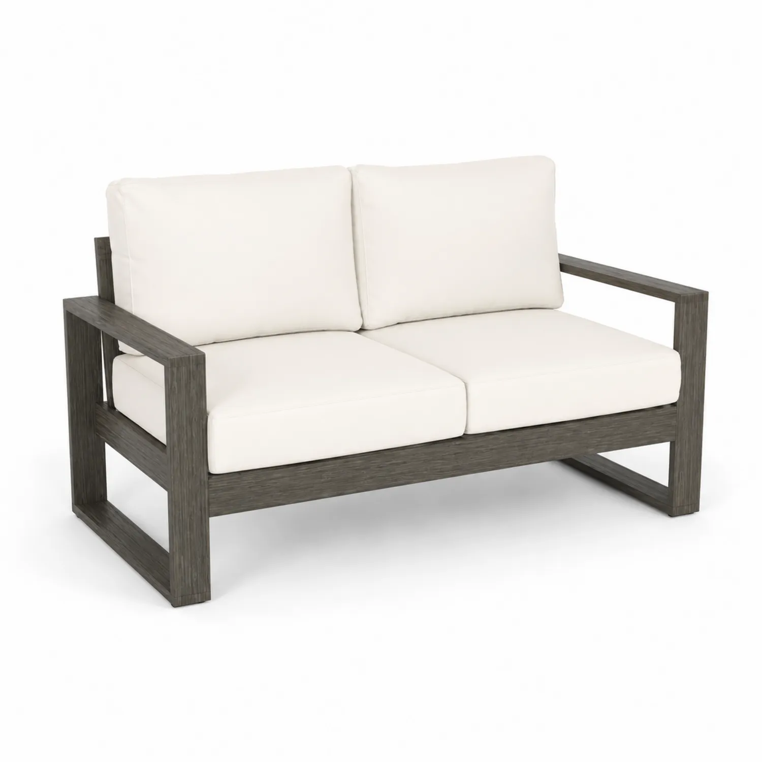 Outdoor Zweisitzer Sofa Akazienholz Dunkelgrau Cremeweiß