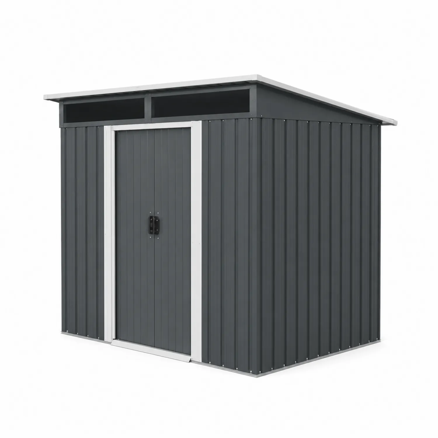 Metallschuppen Pultdach Dunkelgrau 213x127x185 cm