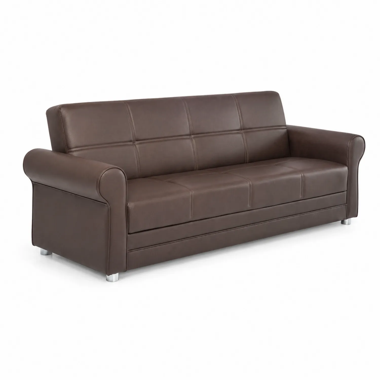 Braunes Dreisitzer Sofa Kunstleder