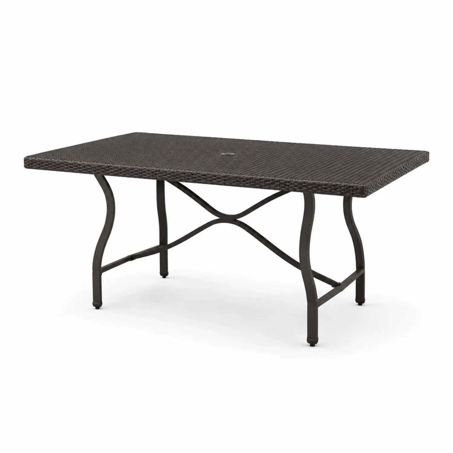 Rechteckiger Gartentisch aus Poly-Rattan mit Metallrahmen 150x90x75 cm