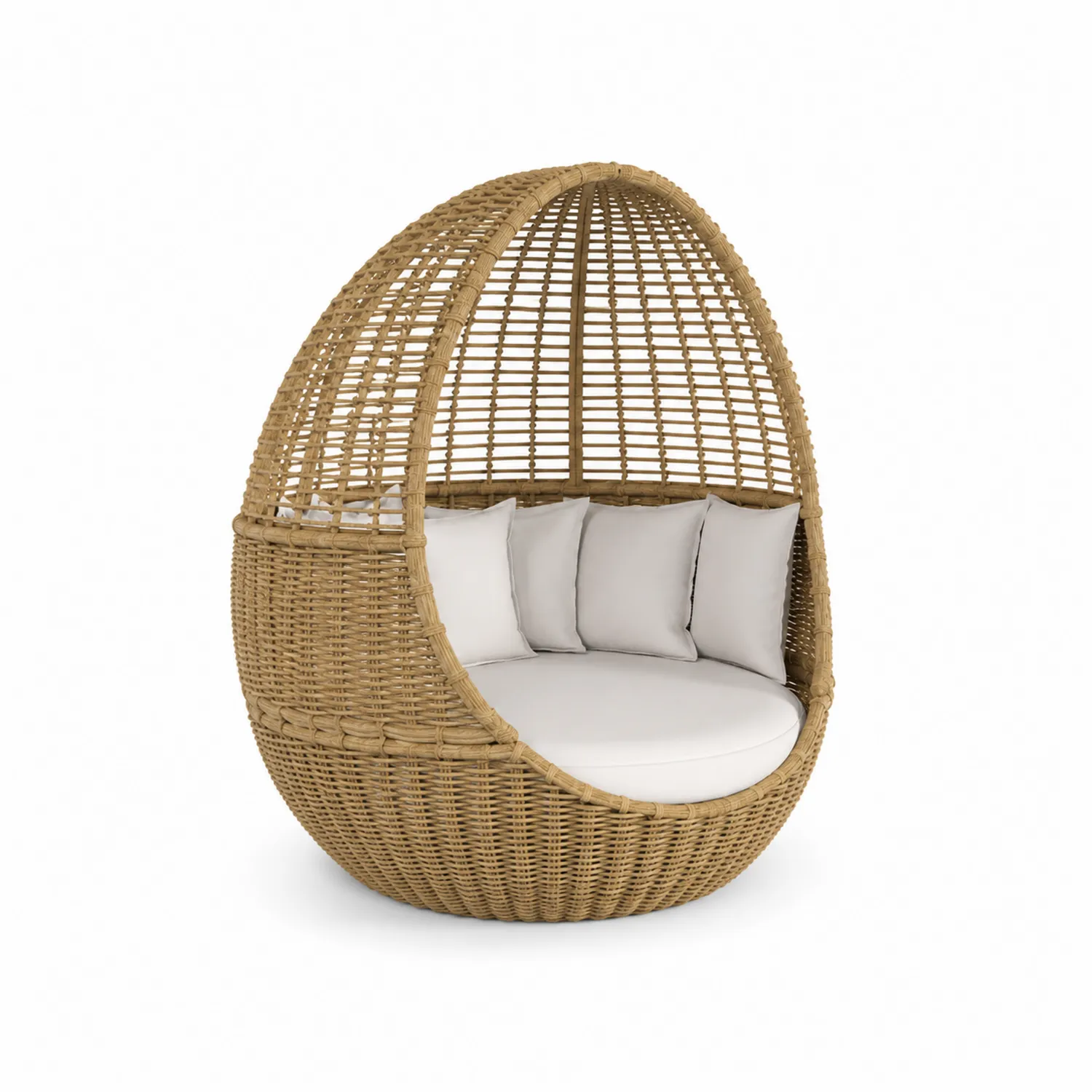 Rattan Outdoor Clubsessel mit Weißen Kissen
