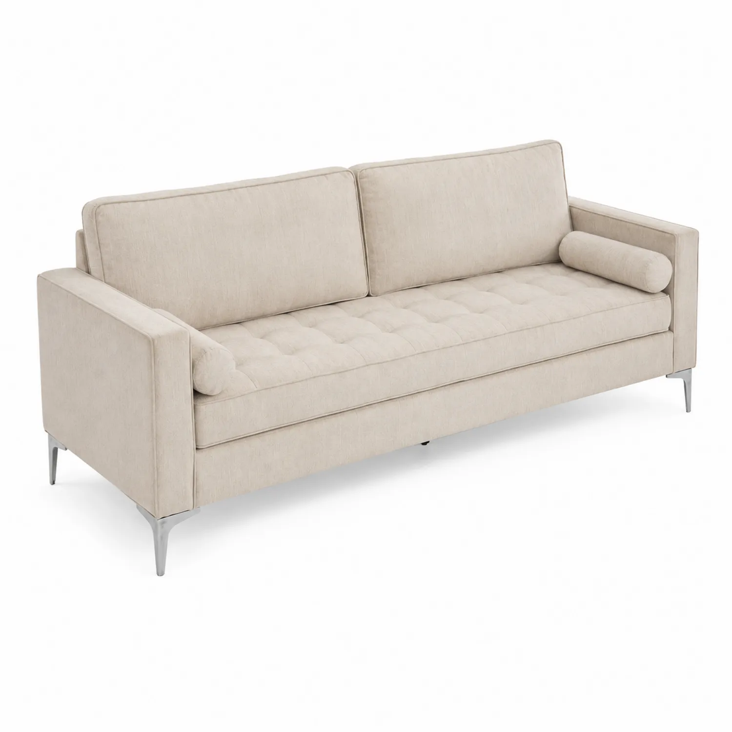 Beiges 3-Sitzer Sofa Polyester mit Metallbeinen