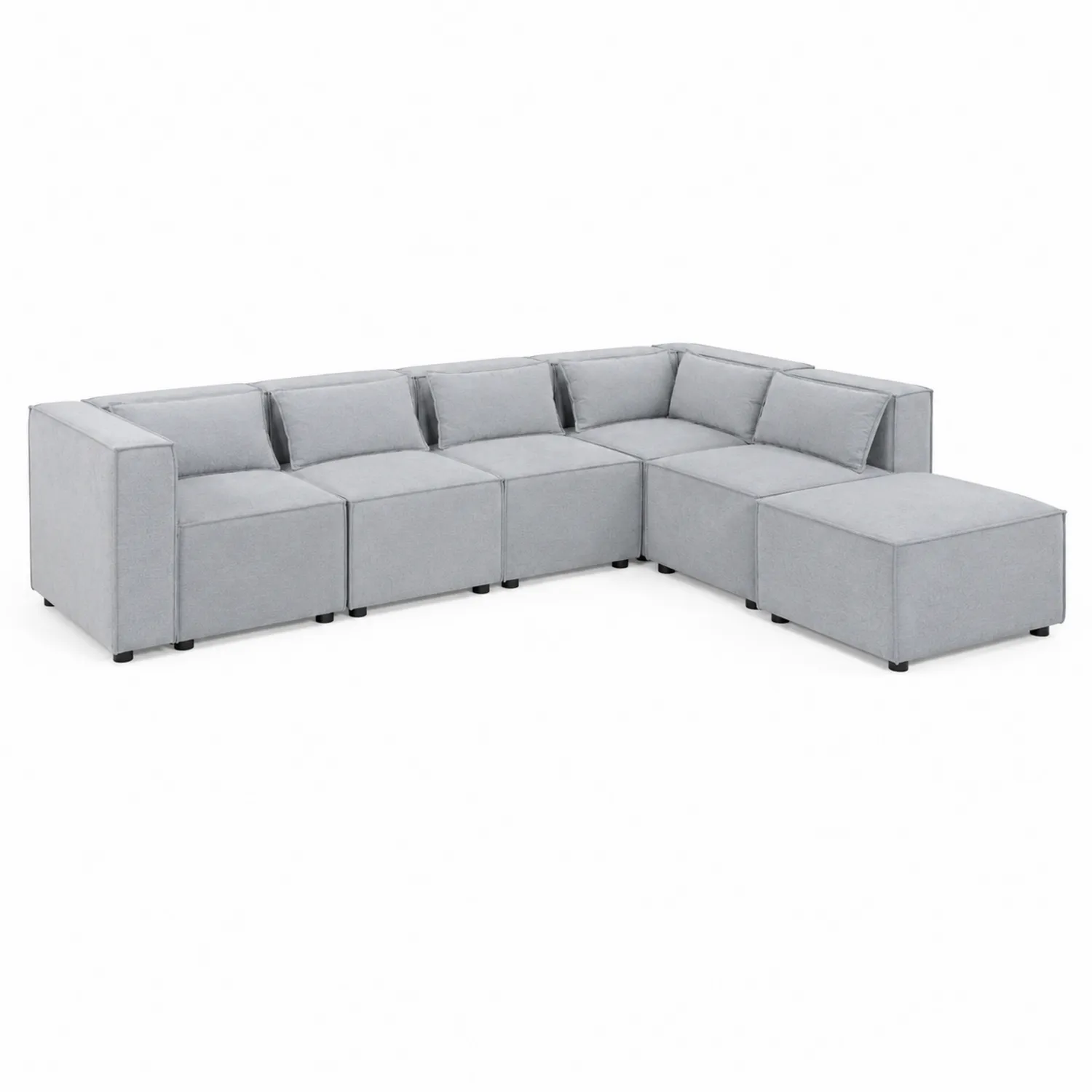 Modulares L-Form Ecksofa aus Polyester in Hellgrau