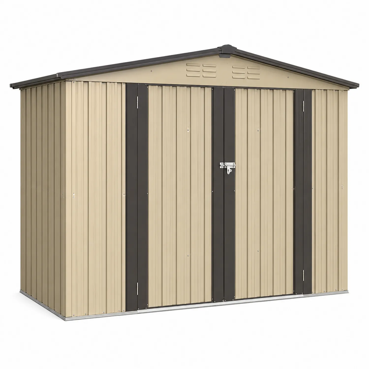 Metallgerätehaus Verzinkter Stahl Beige/Braun 213 cm x 130 cm x 173 cm