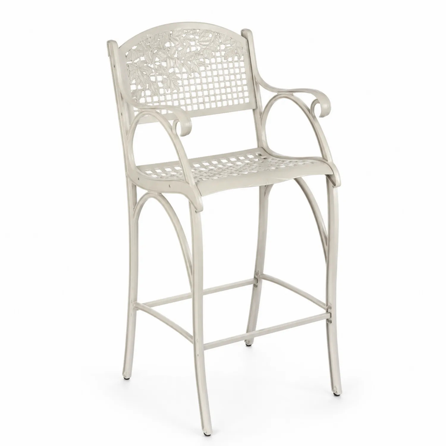 Barhocker aus Aluminium mit Rückenlehne, Beige, Höhe 110 cm