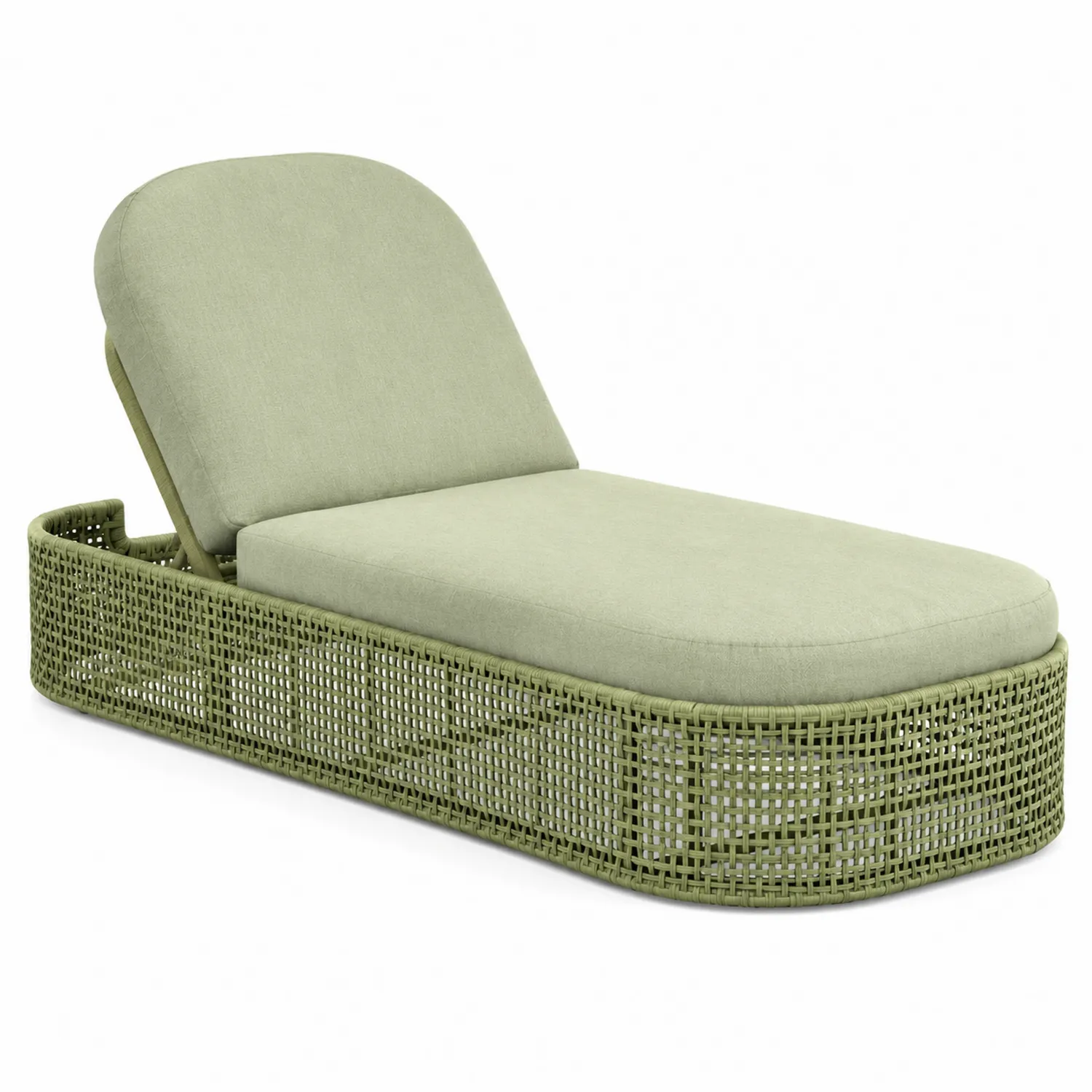 Outdoor Liegestuhl Rattan mit verstellbarer Rückenlehne Grün