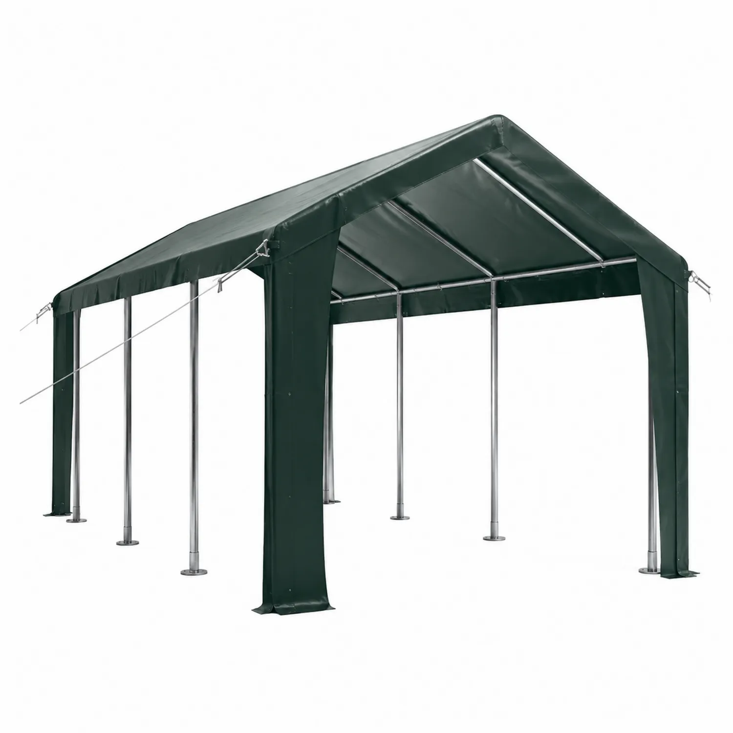 Carport Stahlrahmen Grün 300x600x280 cm PVC-beschichtetes Polyester