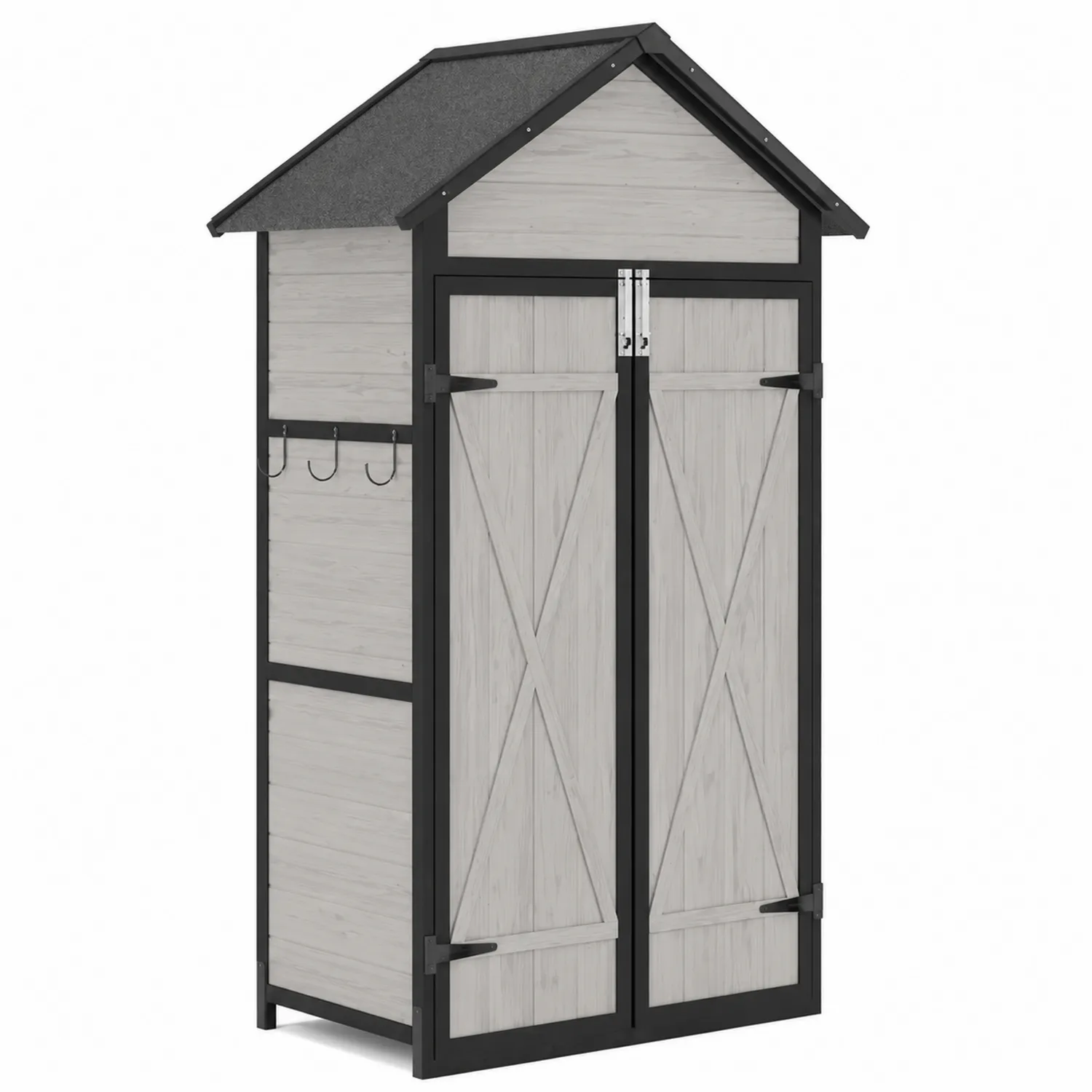 Holz-Metall-Außenschrank mit Dach Grau 180x90x50cm