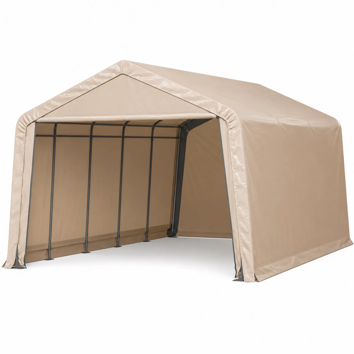 Carport Beige Stahl PVC 3x6x2.7m