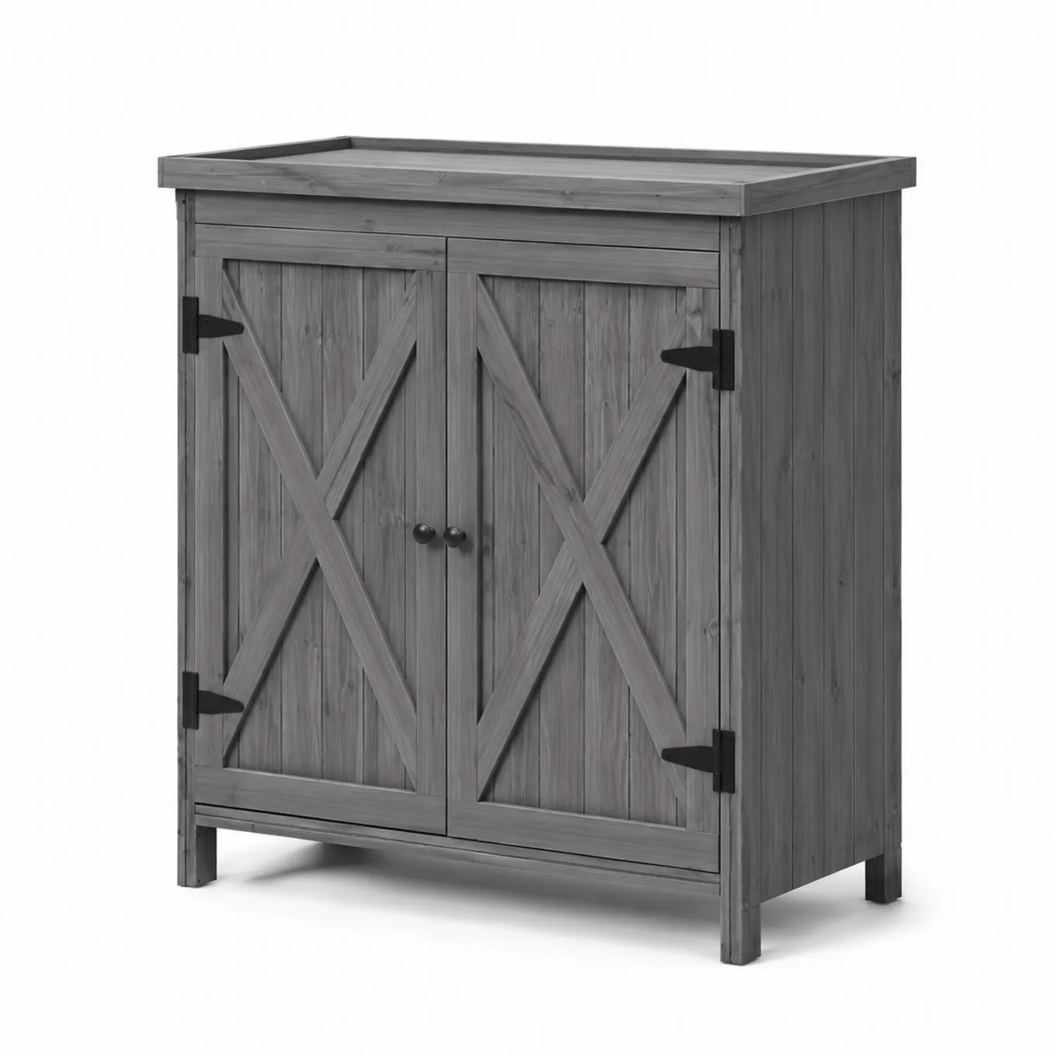 Holzschrank mit Doppeltüren in Grau 80x40x100 cm
