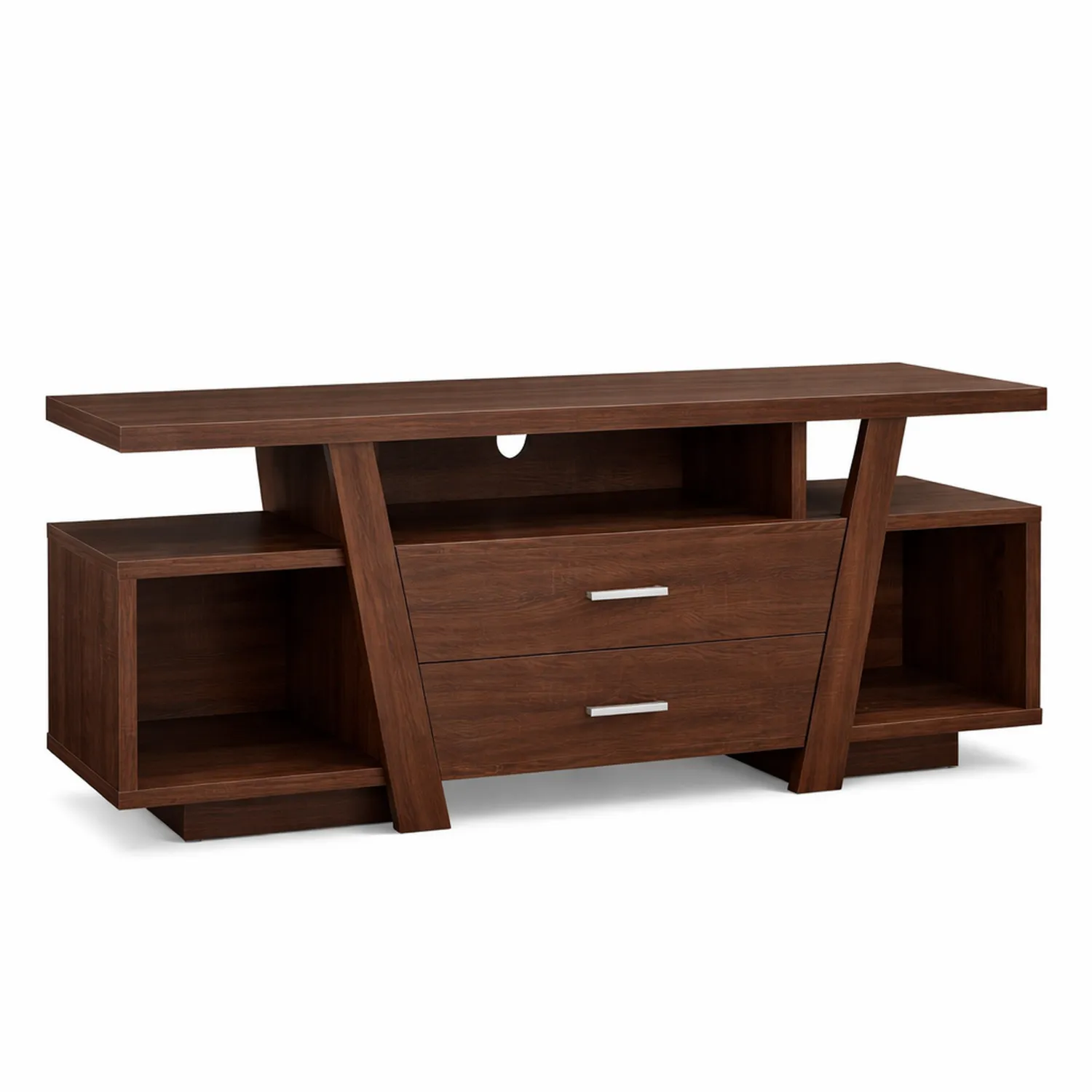 TV-Schrank aus MDF mit Schubladen, Walnussbraun