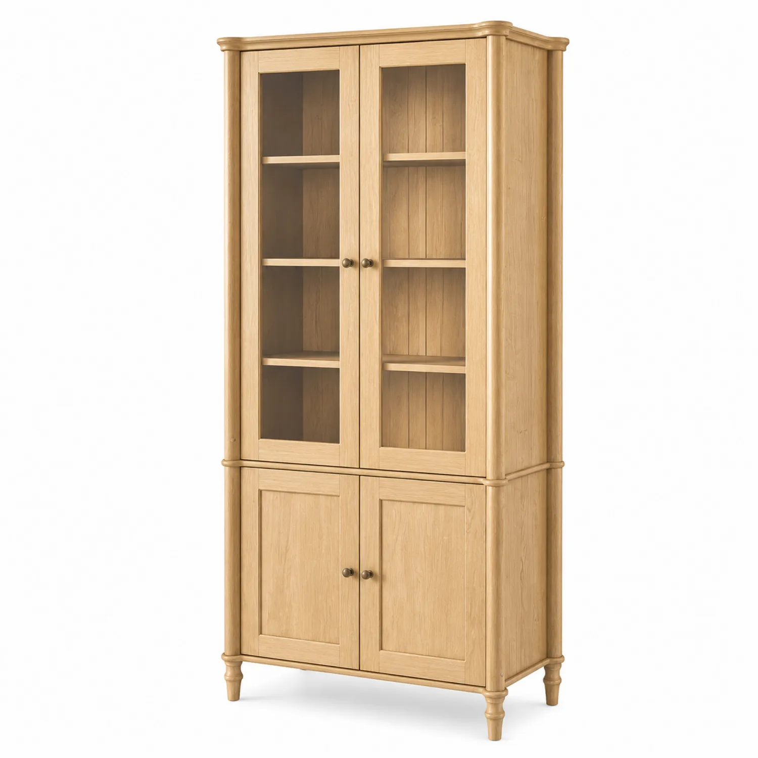 Bücherregal Eiche mit Glas- und Holztüren