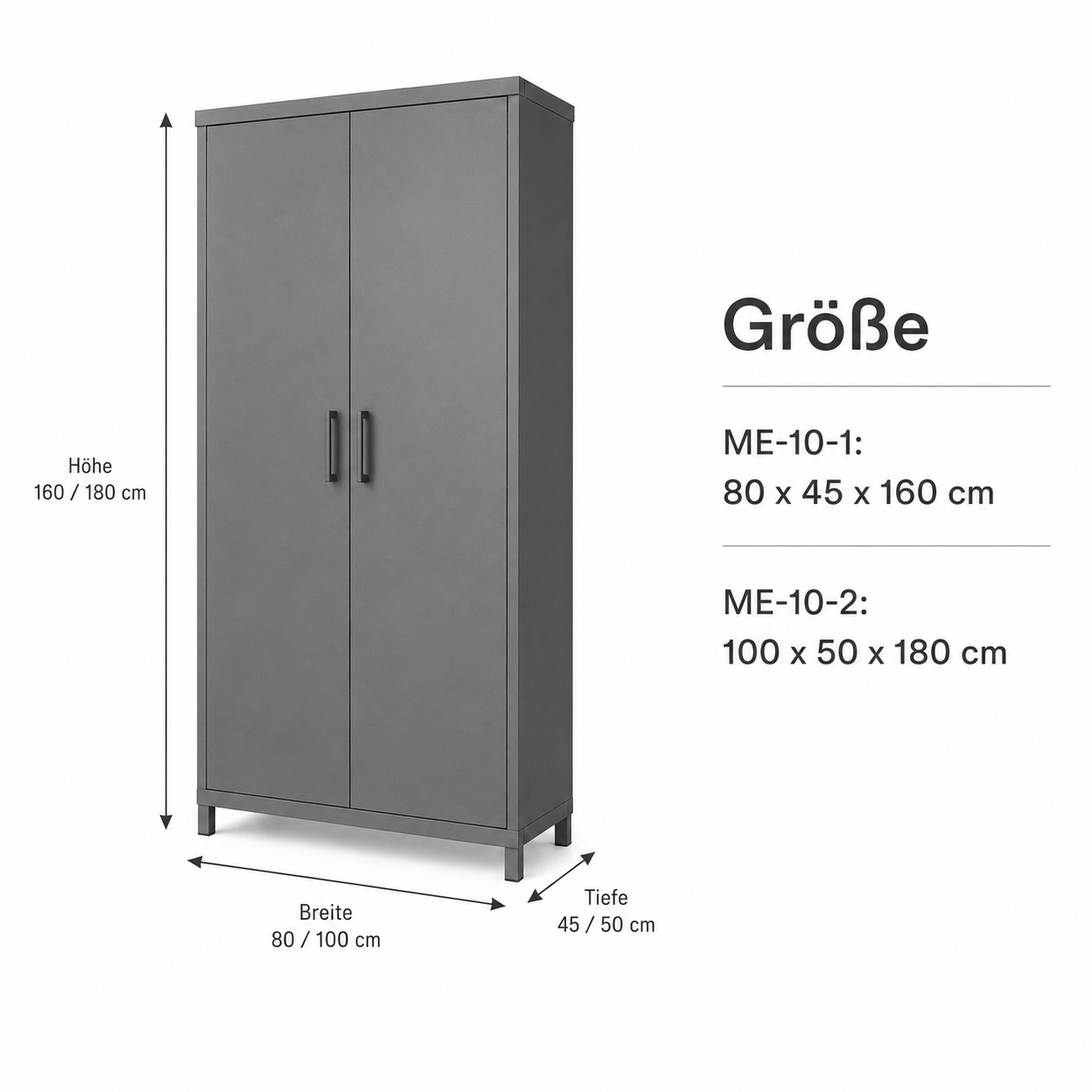 Gartenschrank aus Metall in Grau für Geräte und Terrassenzubehör