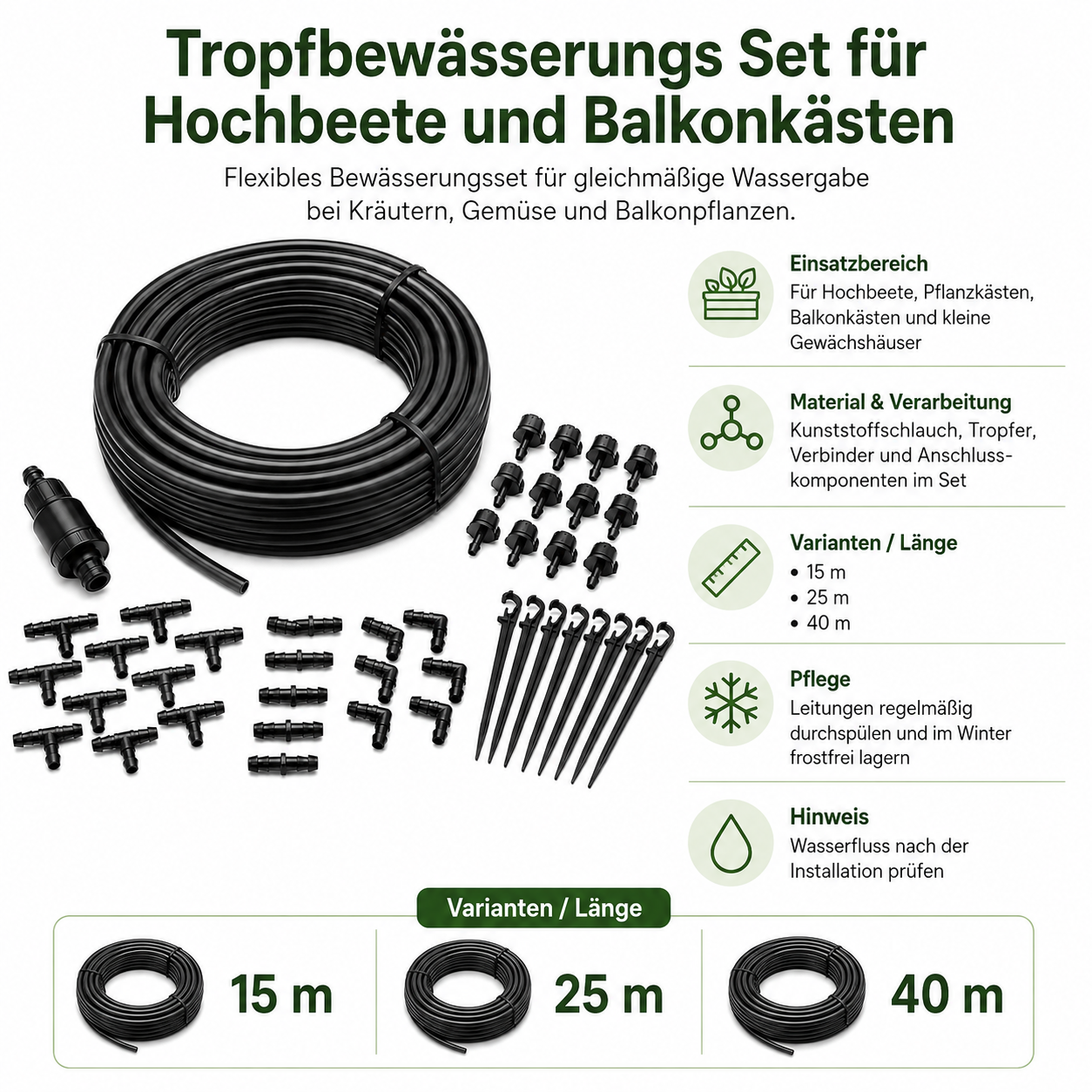 Tropfbewässerungs Set für Hochbeete und Balkonkästen