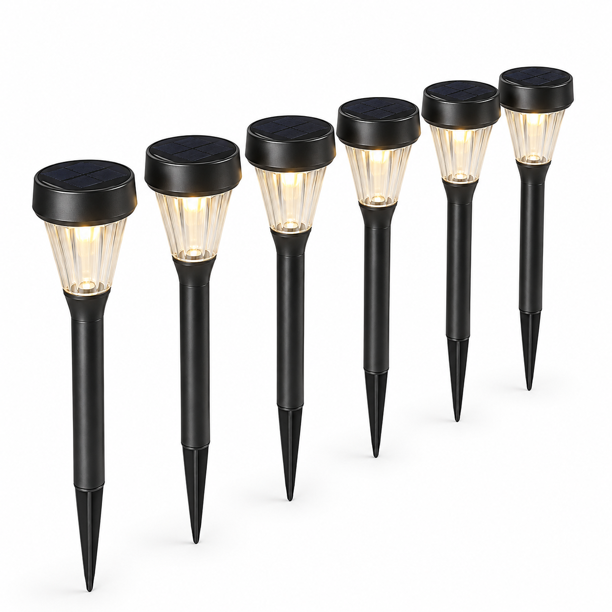 Solar Wegeleuchten Set in Warmweiß für Gartenwege und Beete