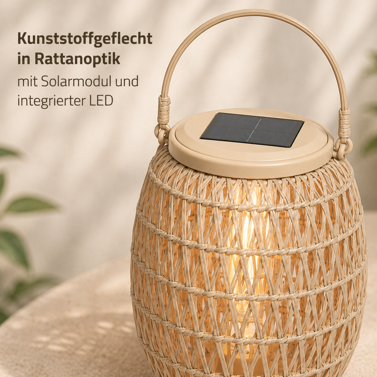 Solar Laterne in Rattanoptik für Balkon und Outdoor Deko