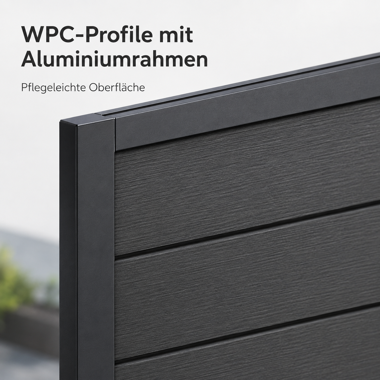 WPC Sichtschutzzaun in Anthrazit mit modernem Lamellendesign