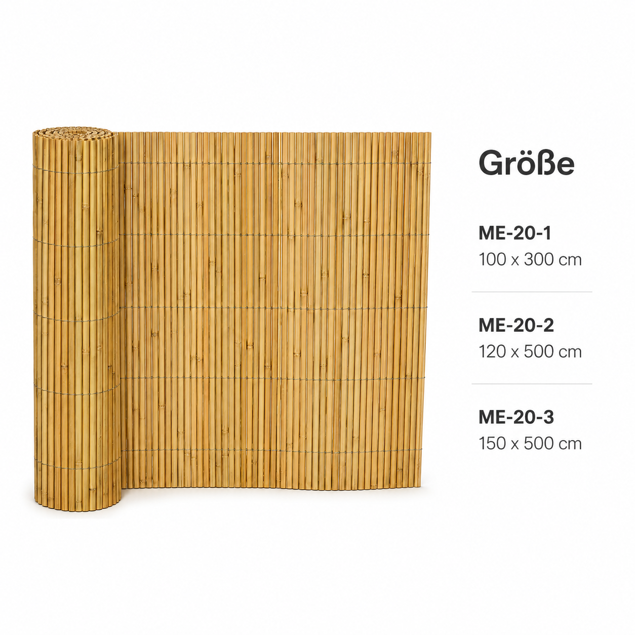 Balkon Sichtschutzmatte aus Bambus Natur für Geländer und Terrasse
