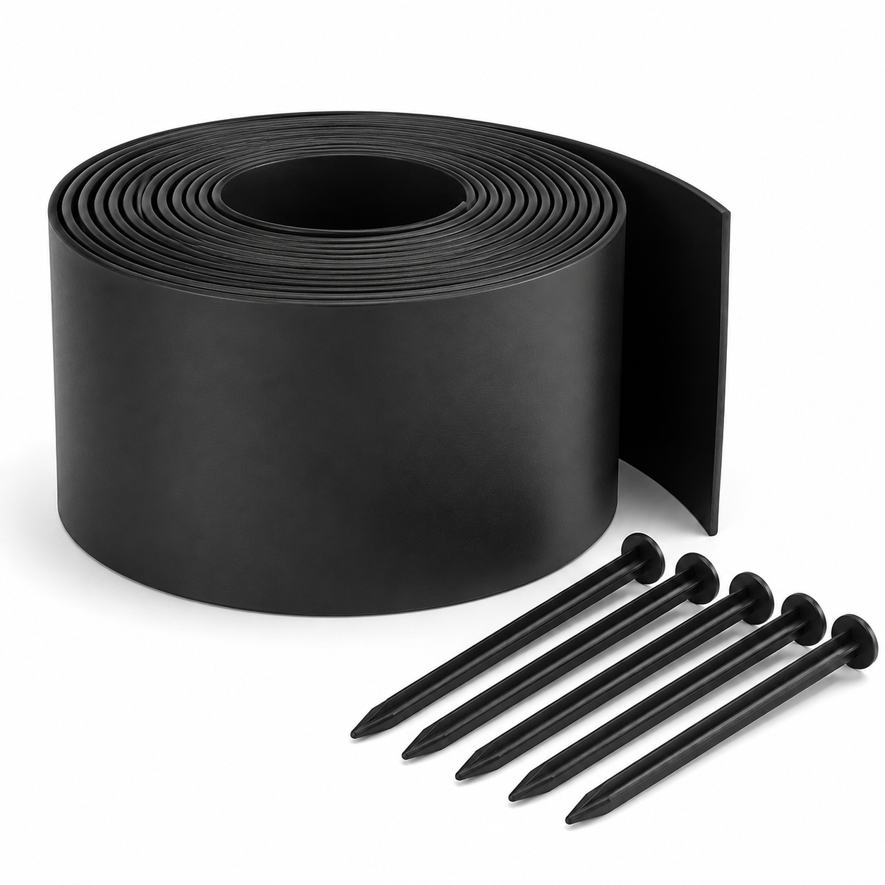 Recycelbare Kunststoff Rasenkante in Schwarz für flexible Beetformen