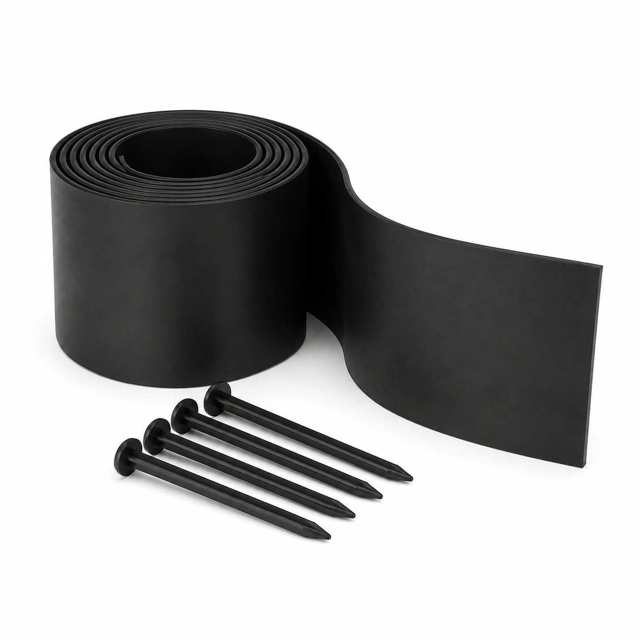 Recycelbare Kunststoff Rasenkante in Schwarz für flexible Beetformen