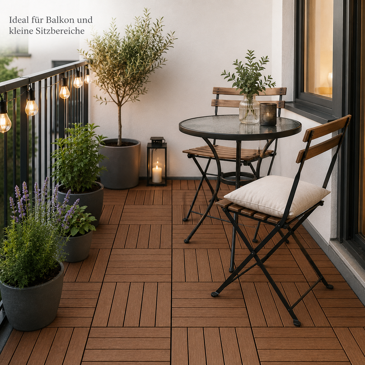 Terrassenfliesen aus WPC in Holzoptik für Balkon und Garten