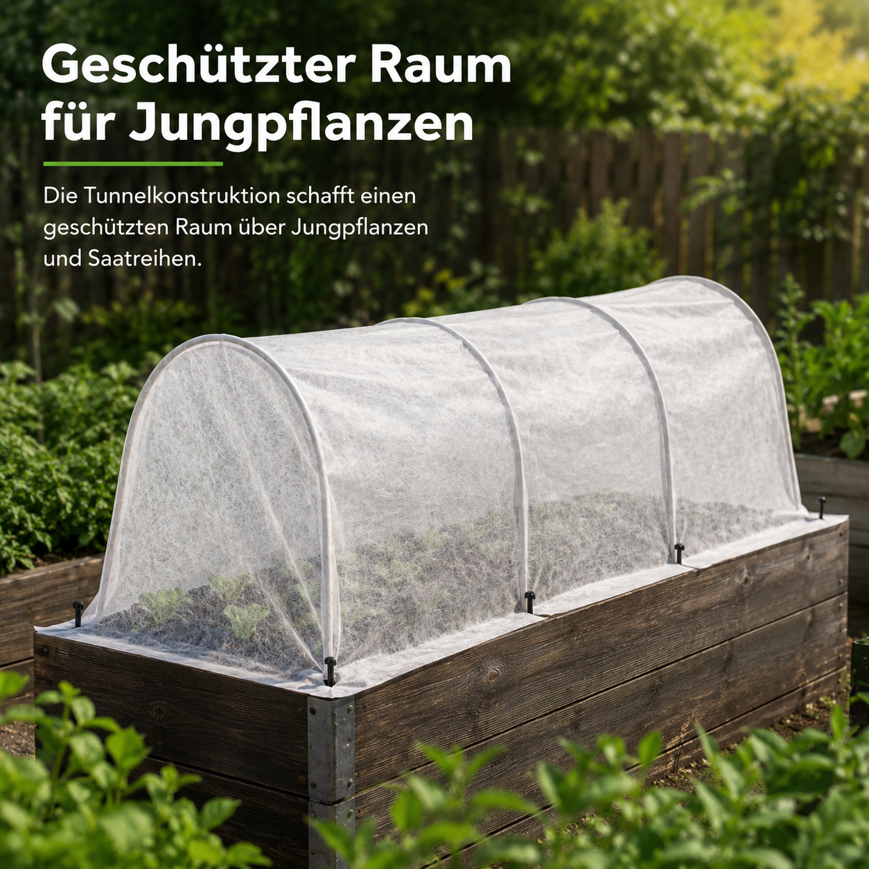 Hochbeet Abdeckung aus Vlies mit Tunnelbogen für Frostschutz