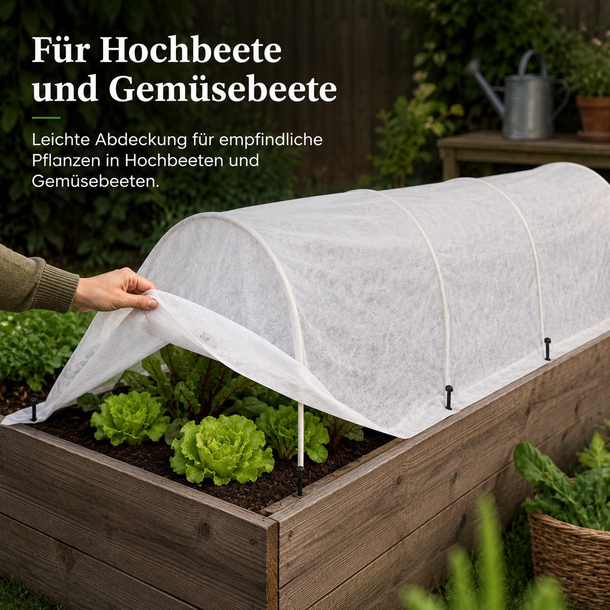 Hochbeet Abdeckung aus Vlies mit Tunnelbogen für Frostschutz