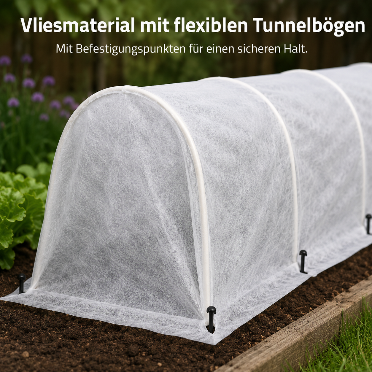 Hochbeet Abdeckung aus Vlies mit Tunnelbogen für Frostschutz