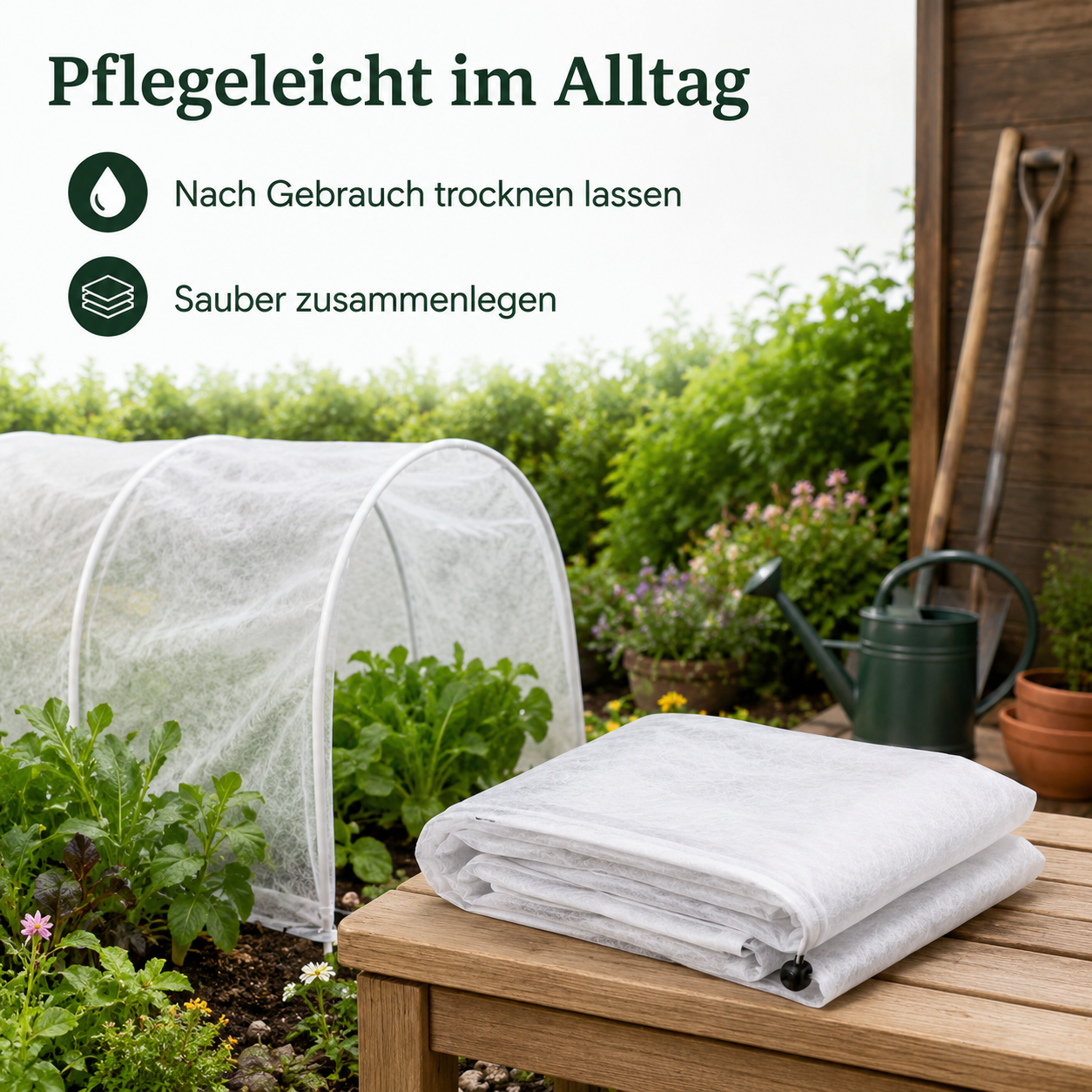 Hochbeet Abdeckung aus Vlies mit Tunnelbogen für Frostschutz