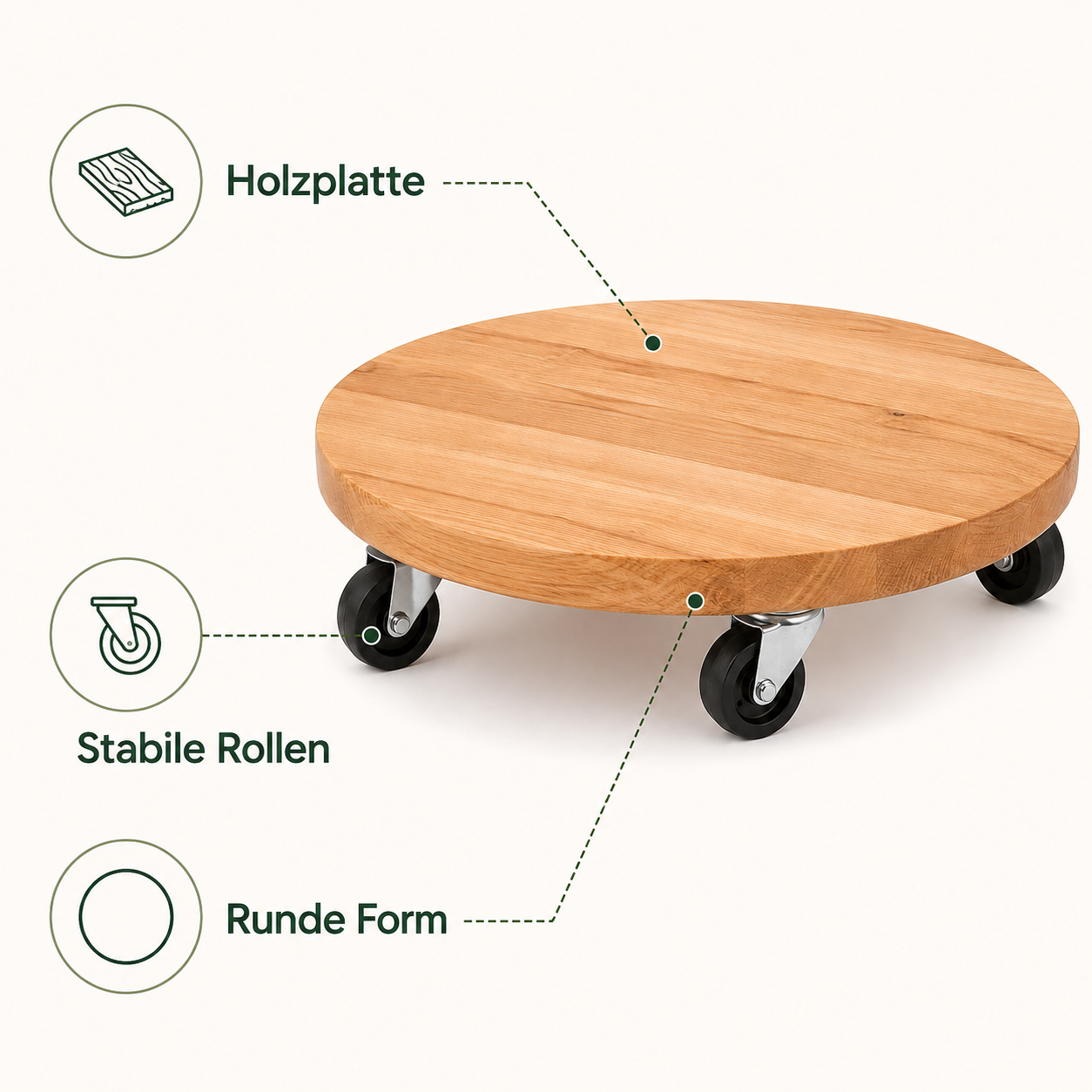Pflanzenroller aus Holz mit Rollen für große Töpfe