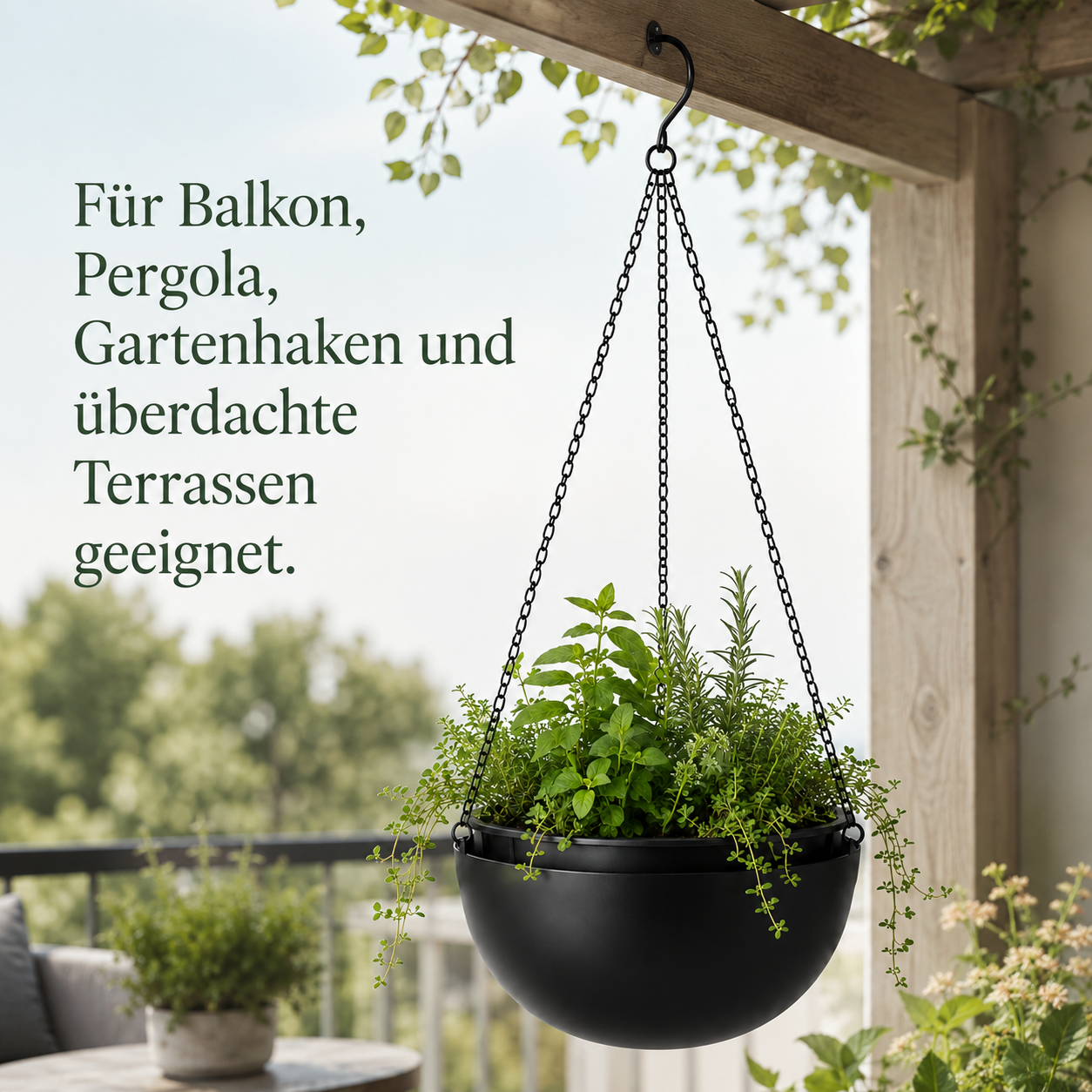 Hängeampel Set aus Metall für Balkon und Pergola