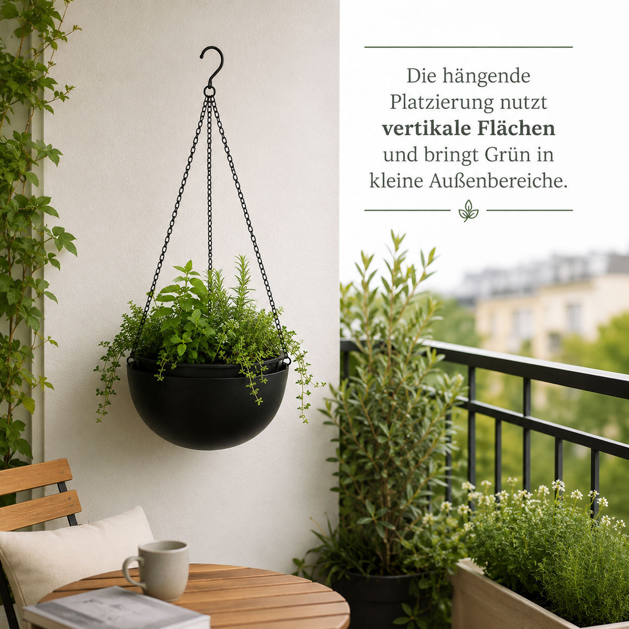 Hängeampel Set aus Metall für Balkon und Pergola