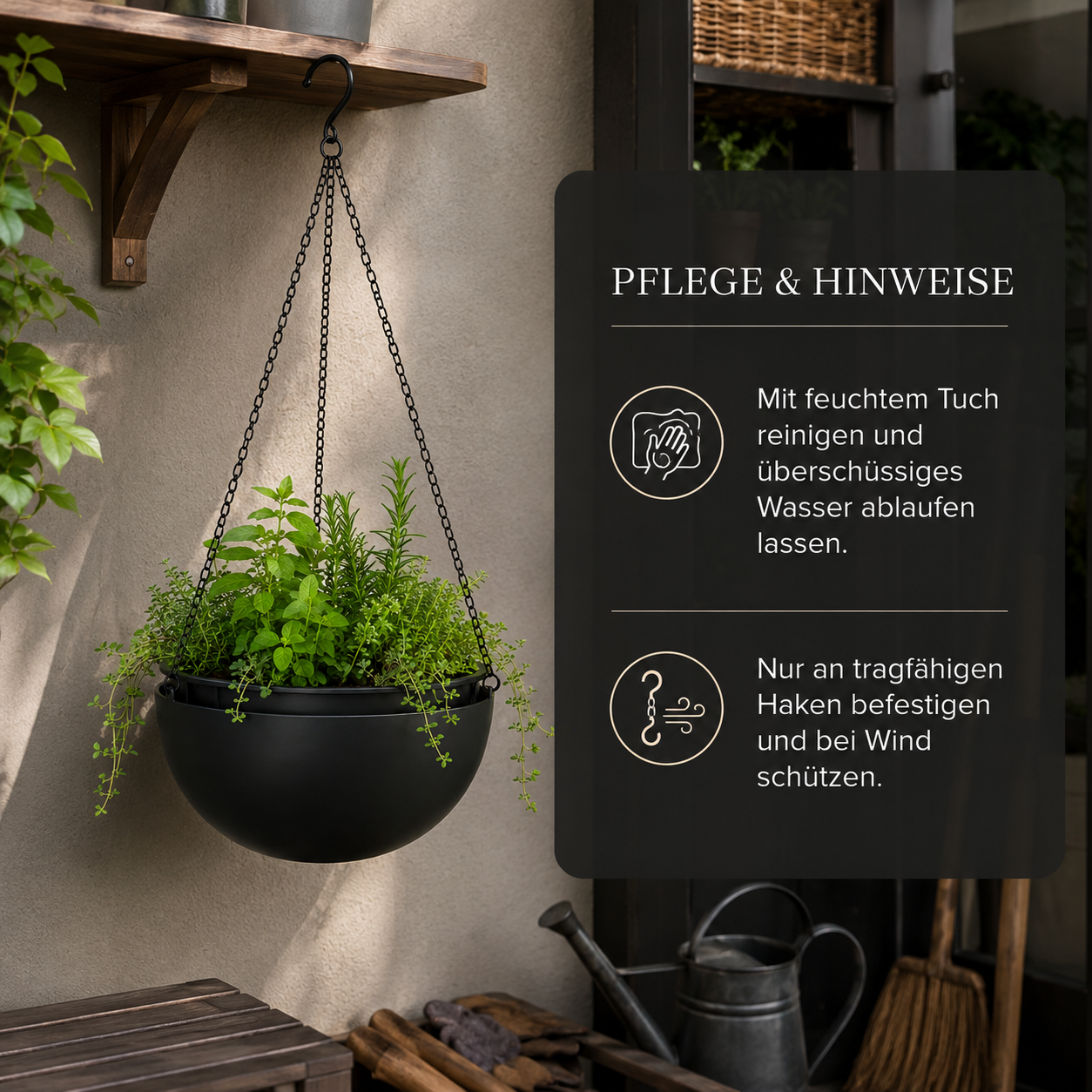 Hängeampel Set aus Metall für Balkon und Pergola