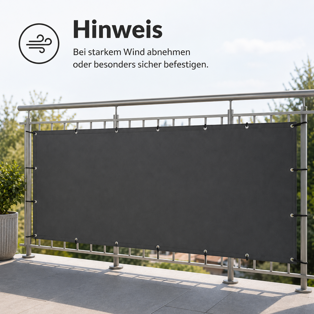 Balkonverkleidung aus wasserabweisendem Stoff in Anthrazit