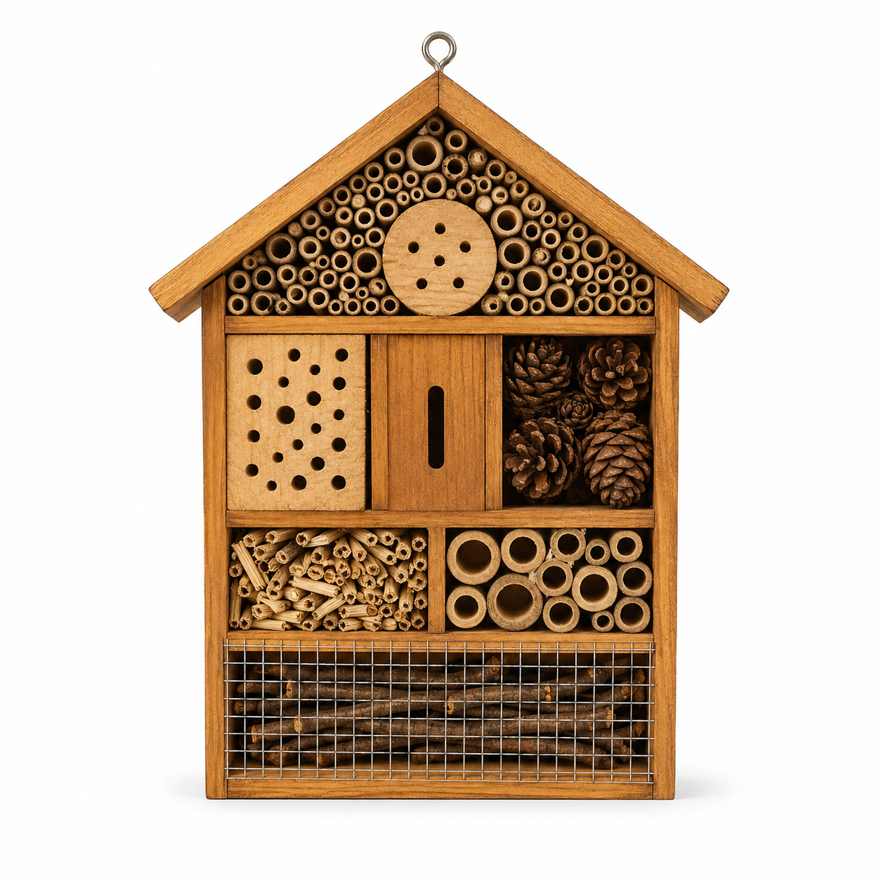 Insektenhotel aus Holz für Wildbienen und Nützlinge