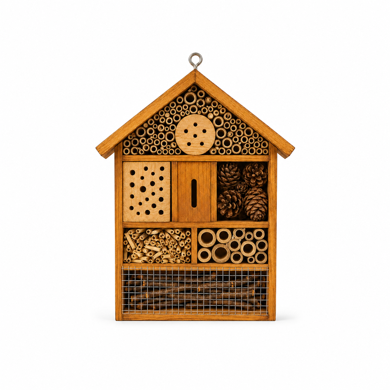 Insektenhotel aus Holz für Wildbienen und Nützlinge