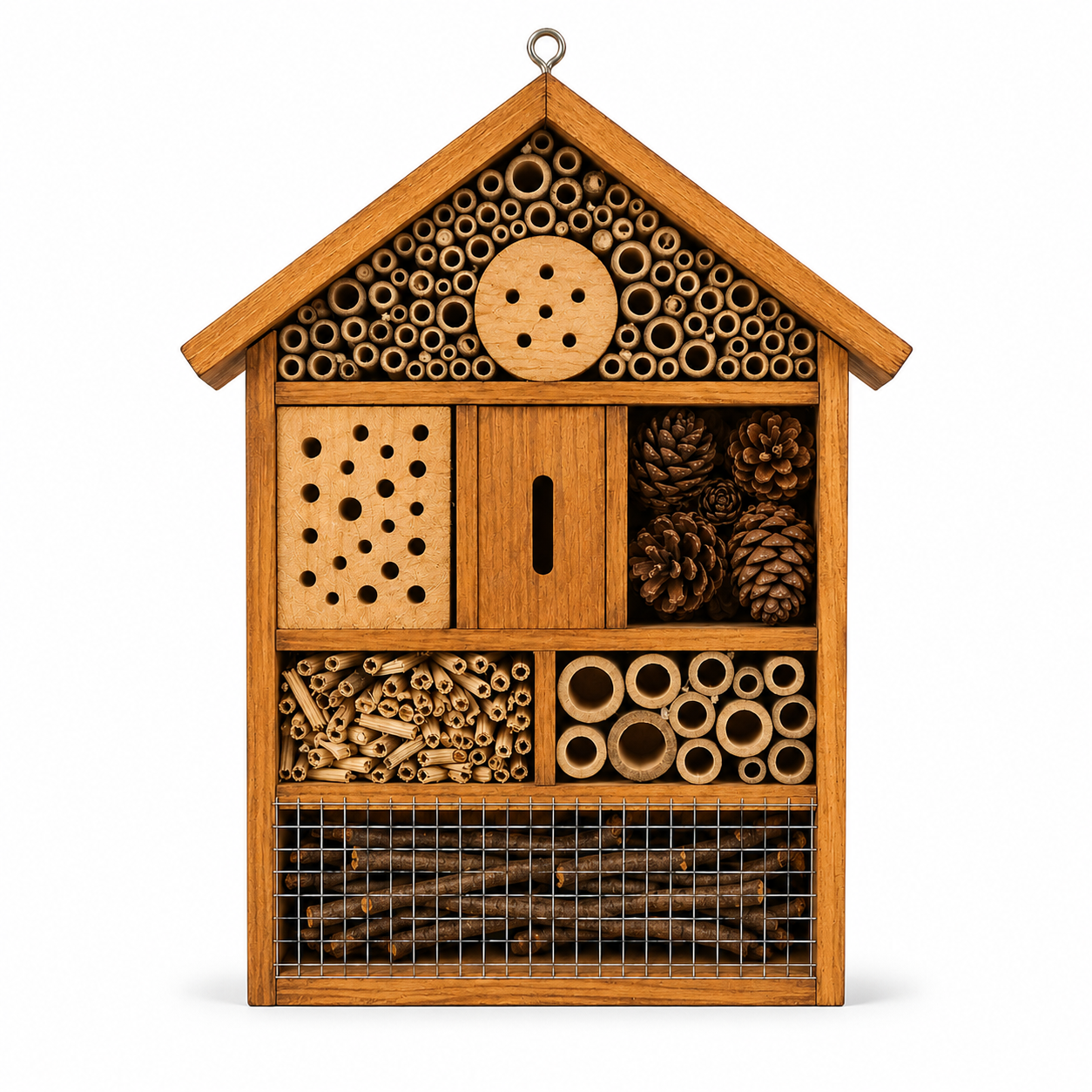 Insektenhotel aus Holz für Wildbienen und Nützlinge