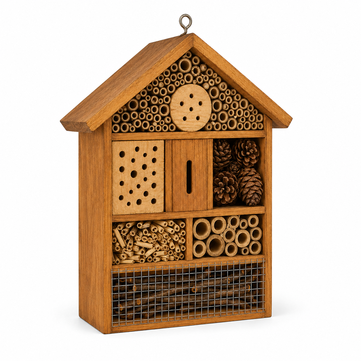 Insektenhotel aus Holz für Wildbienen und Nützlinge