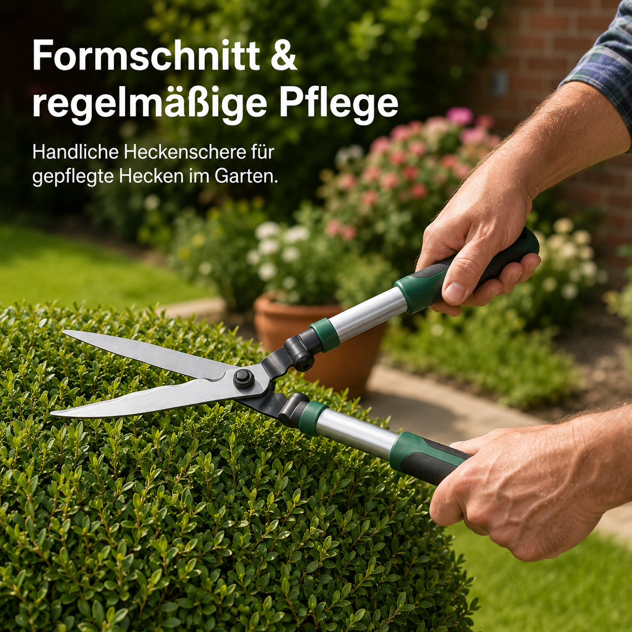Ergonomische Heckenschere mit Wellenschliff für Gartenpflege