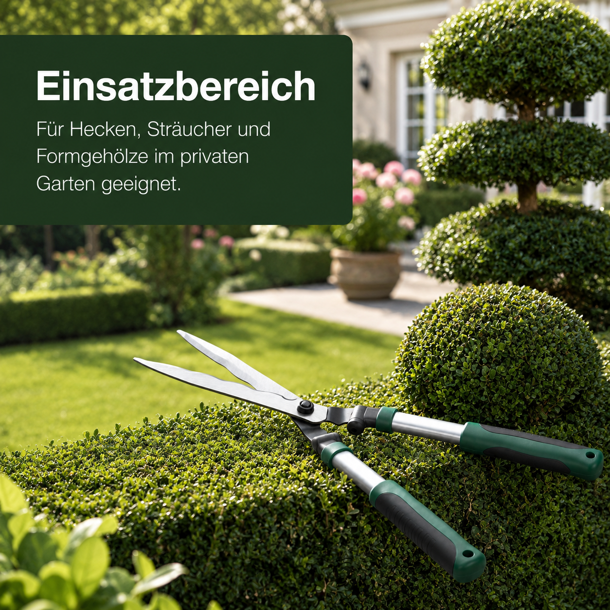Ergonomische Heckenschere mit Wellenschliff für Gartenpflege
