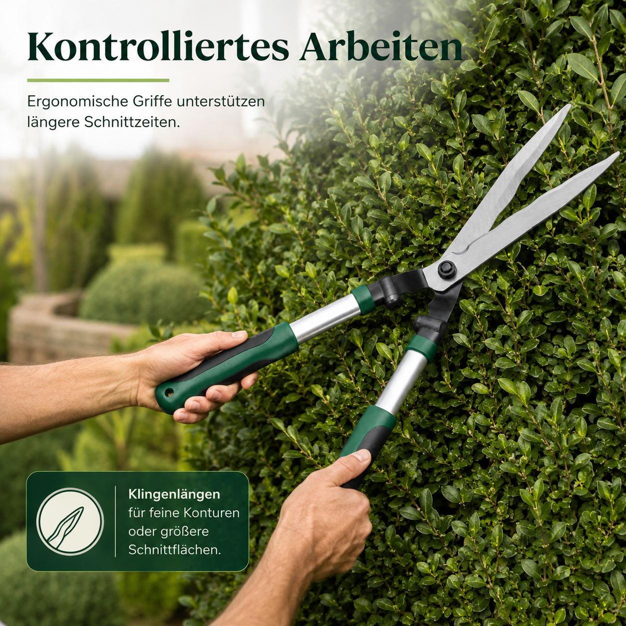 Ergonomische Heckenschere mit Wellenschliff für Gartenpflege