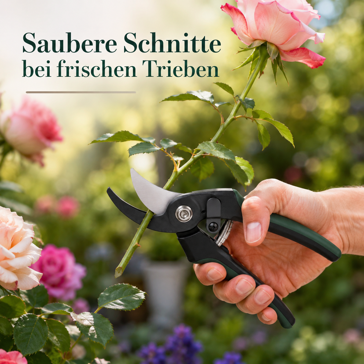 Bypass Gartenschere mit Softgriff für frische Zweige und Blumen