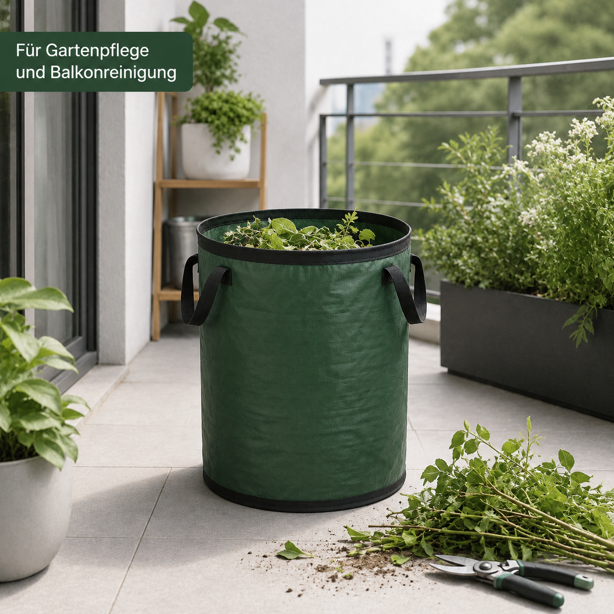 Faltbarer Gartensack aus reißfestem Gewebe für Laub und Schnittgut