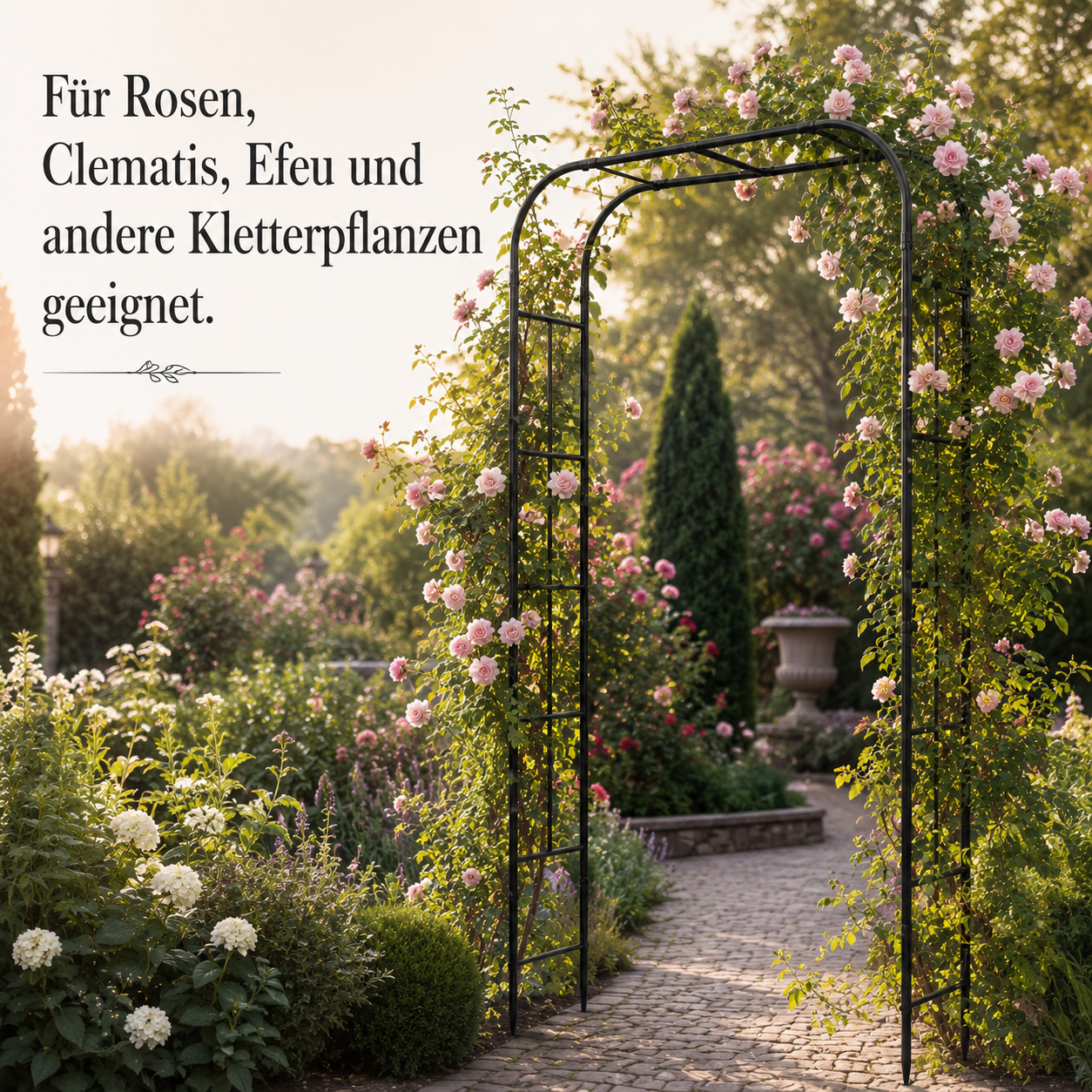 Gartenbogen aus Metall in Schwarz für Rosen und Kletterpflanzen