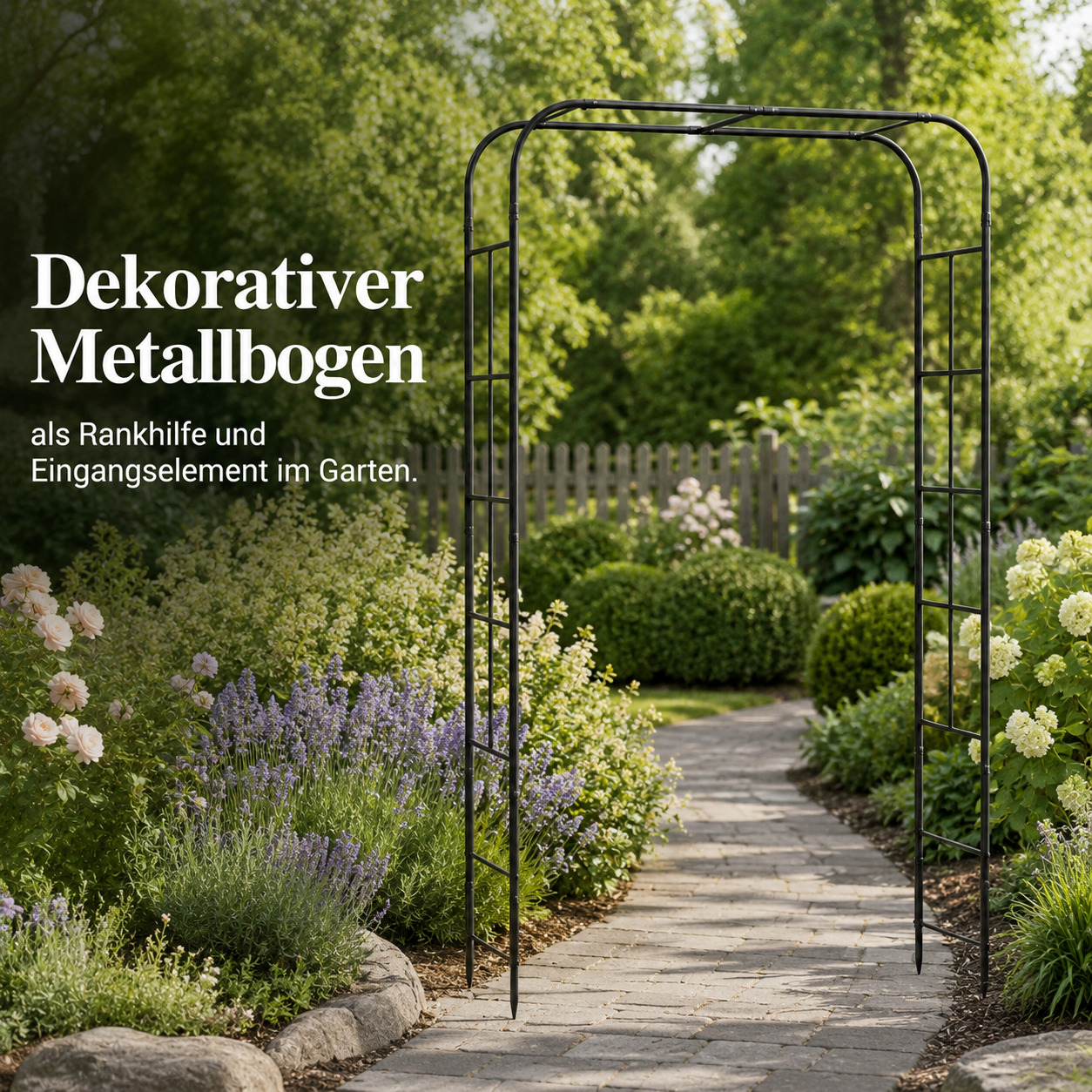 Gartenbogen aus Metall in Schwarz für Rosen und Kletterpflanzen