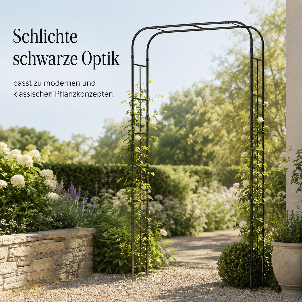 Gartenbogen aus Metall in Schwarz für Rosen und Kletterpflanzen