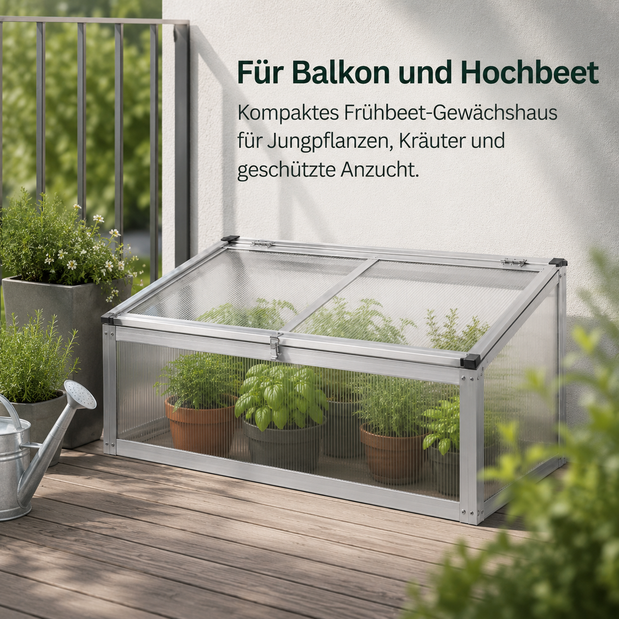 Mini Gewächshaus mit Polycarbonatplatten für Balkon und Hochbeet