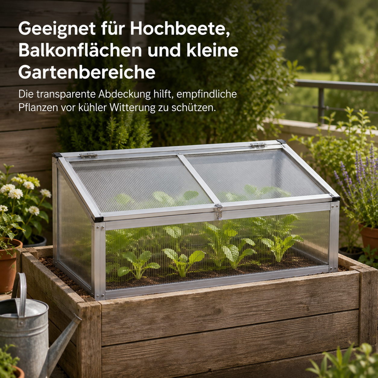 Mini Gewächshaus mit Polycarbonatplatten für Balkon und Hochbeet