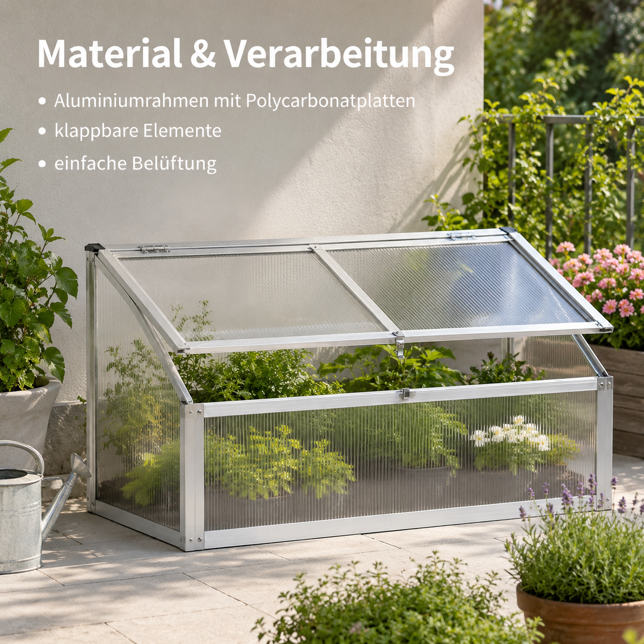 Mini Gewächshaus mit Polycarbonatplatten für Balkon und Hochbeet